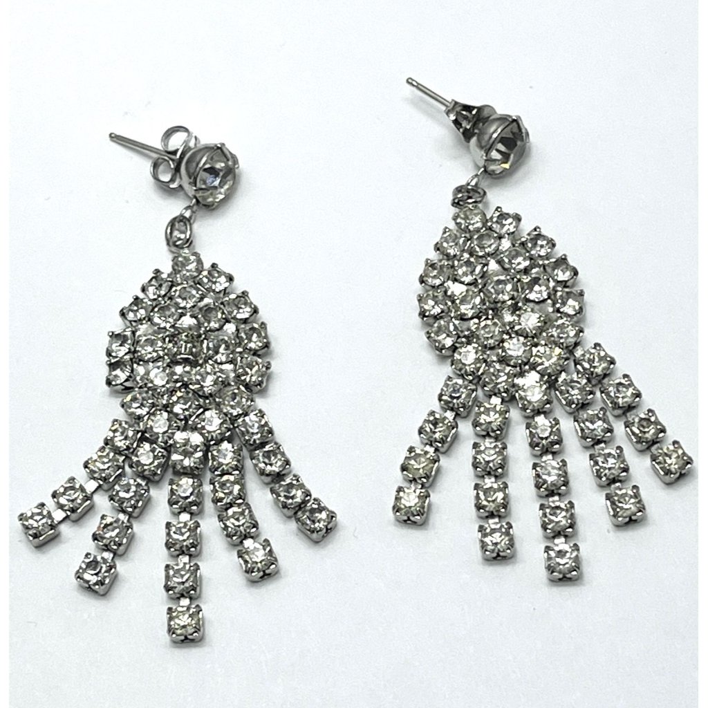 Vintage Celebrity Rhinestone Tassel Earrings